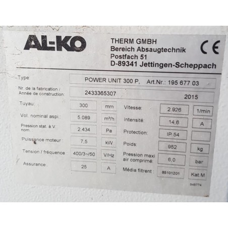 OCCASION GROUPE FILTRANT ASPIRATION CARENE AL-KO POWER UNIT300P :GEDIMO