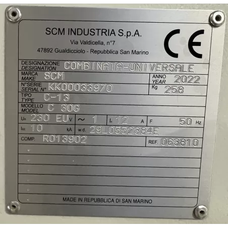 OCCASION COMBINÉE 4 OPERATIONS MONOPHASÉ AVEC ENTRAINEUR SCM MINIMAX C30G :GEDIMO