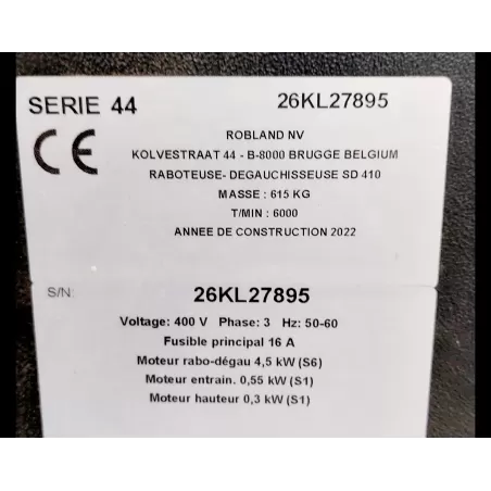 Occasion COMBINÉ DÉGAUCHISSEUSE RABOTEUSE A REGLAGE ELECTRIQUE ROBLAND SD 410 :GEDIMO