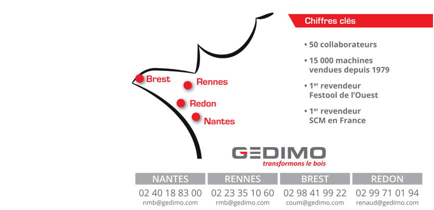 Carte avec les 4 sites gedimo dans la région